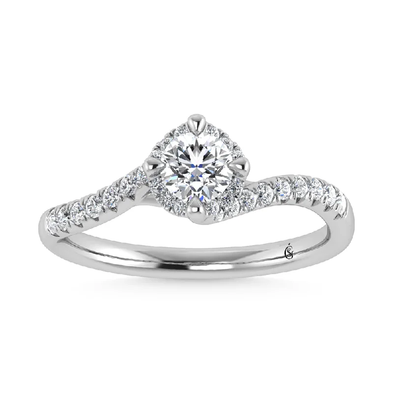 ladies engagement rings prices-10K White Gold Labgrown Diamond 1/2 Ct.Tw. Engagement Ring