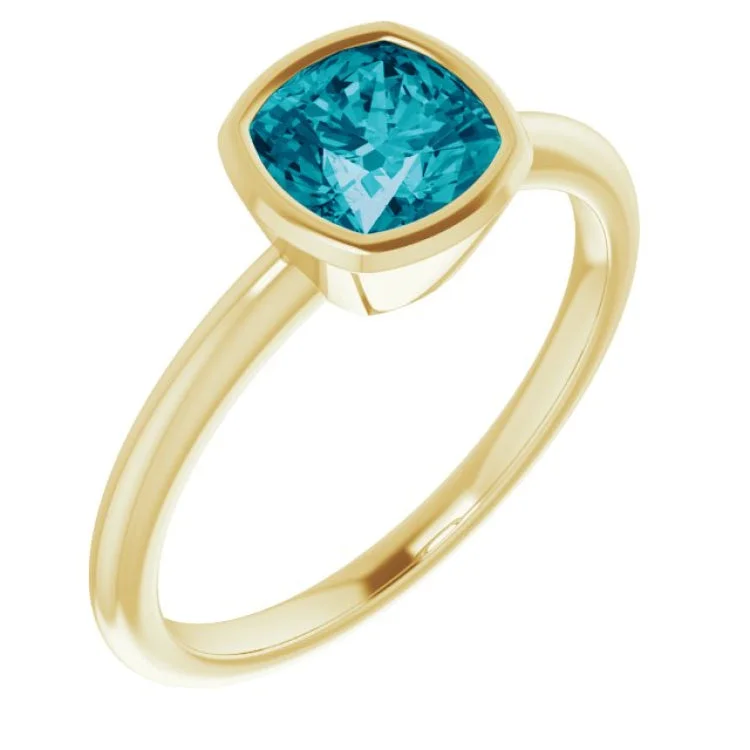 Ladies rings old mine charm -14K Yellow Natural London Blue Topaz Ring