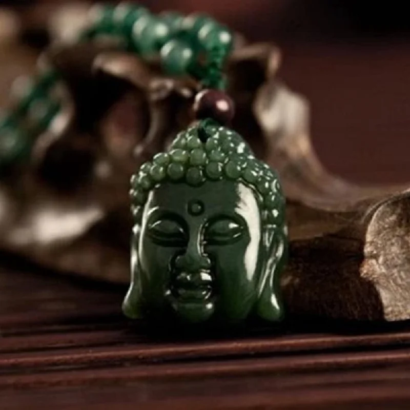 ladies necklaces exclusive-Jade Buddha Head Necklace