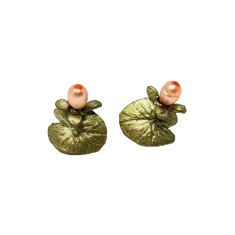 ladies earrings triangle-Water Lilies Post Earrings by Michael Michaud