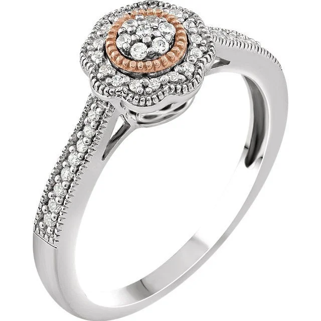 Ladies rings egyptian shine -14KT Two-Tone Gold Round Diamond Promise Ring