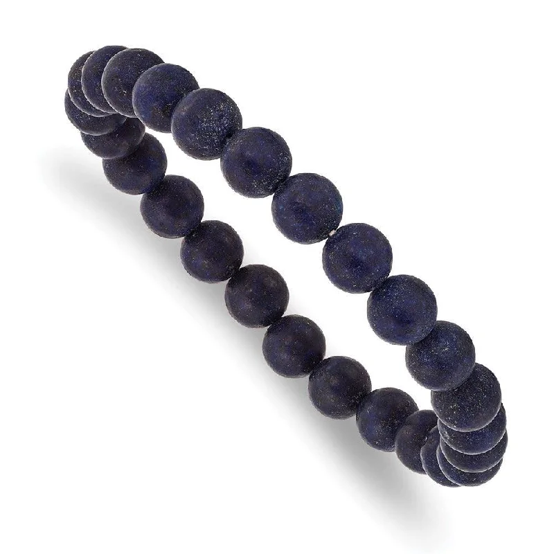 Ladies bracelets year glow -Lapis Agate Beaded Stretch Bracelet