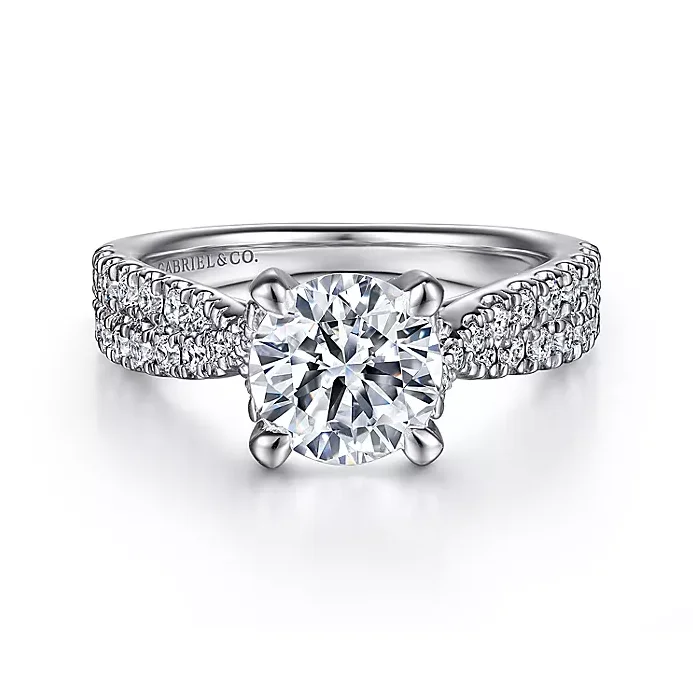 ladies engagement rings baguette-Laura - 14K White Gold Twisted Diamond Engagement Ring