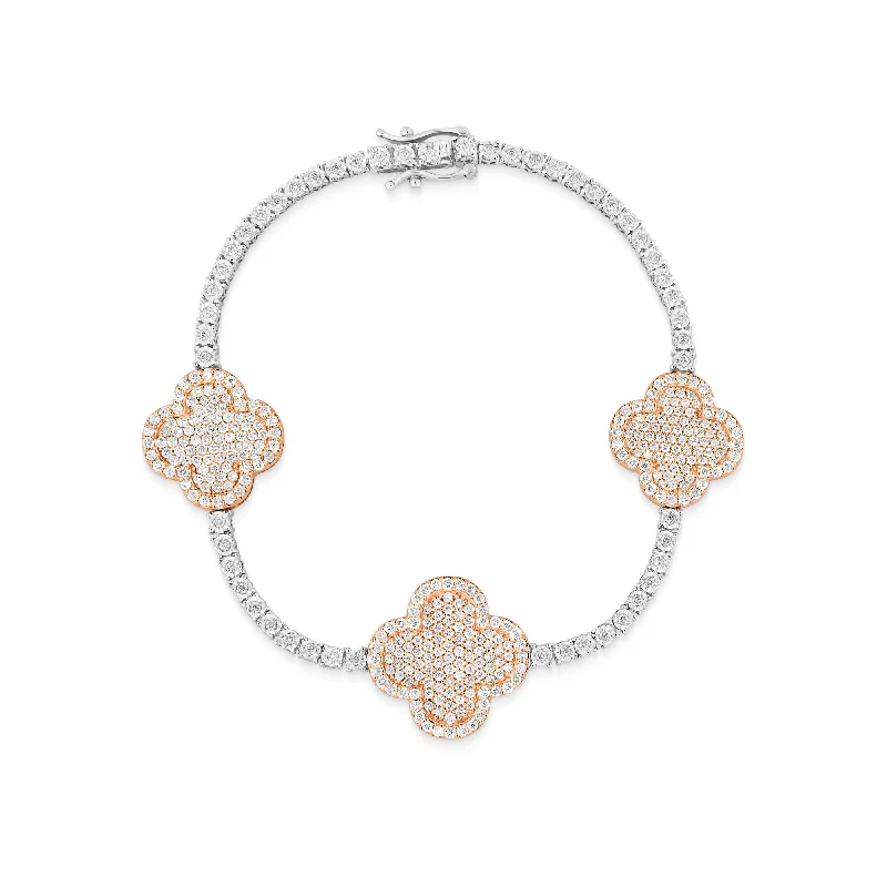 Ladies bracelets find glow -10k Gold & Diamond 3-Clover Accent Tennis Bracelet