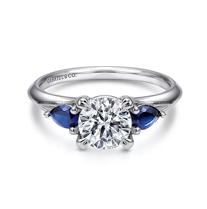 ladies engagement rings thick-Amerie - 14K White Gold Sapphire and Diamond Engagement Ring