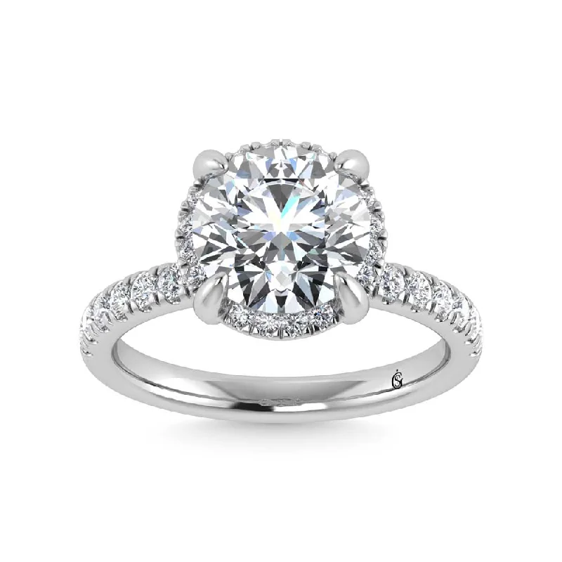 ladies engagement rings mid century-14K White Gold Lab Grown Diamond 3 1/2 Ct.Tw. Round Shape Engagement Ring