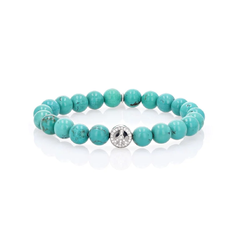 Ladies bracelets amber glow -Cuties Icon Bracelet - Turquoise with Pave Peace Bead : B0003899