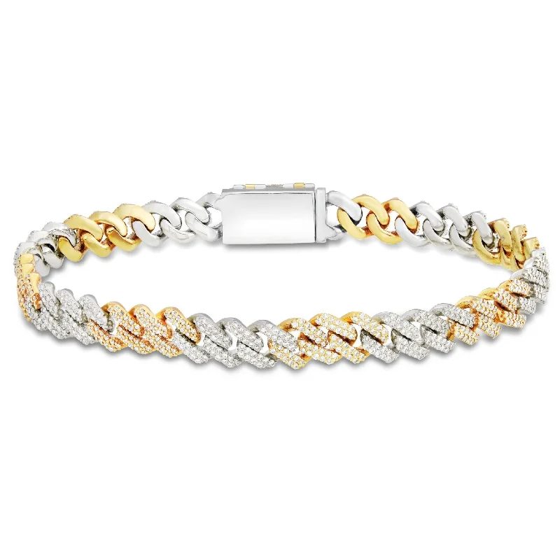 Ladies bracelets fruit shine -10K Gold Two Tone 5.03ct Diamond 8mm Mini Cuban Bracelet