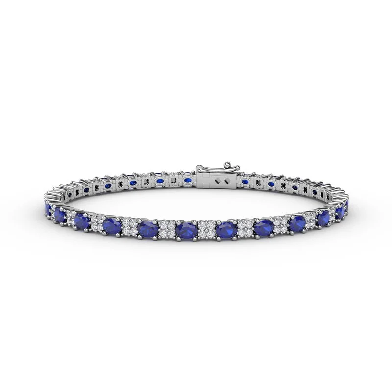 Ladies bracelets tech radiance -Alternating Sapphire and Diamond Bracelet B1489S