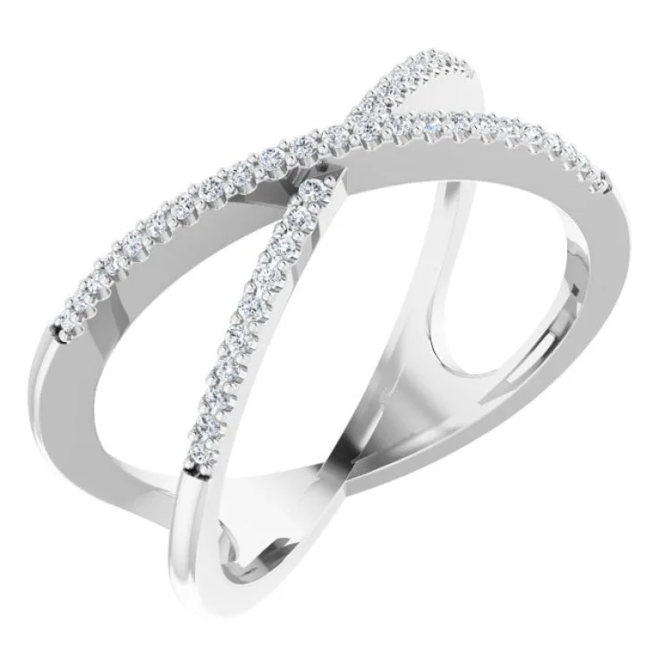 Ladies rings love charm -Platinum 1/6 CTW Natural Diamond Criss-Cross Ring