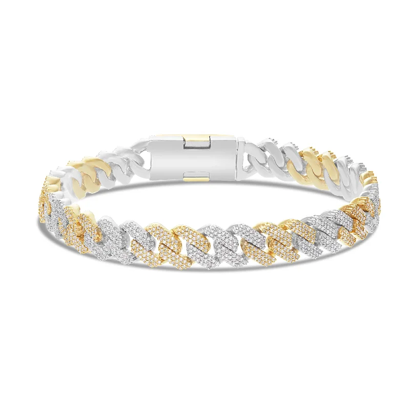 Ladies bracelets monogram glow -10K 8.5mm Two-Tone Diamond Cuban Bracelet