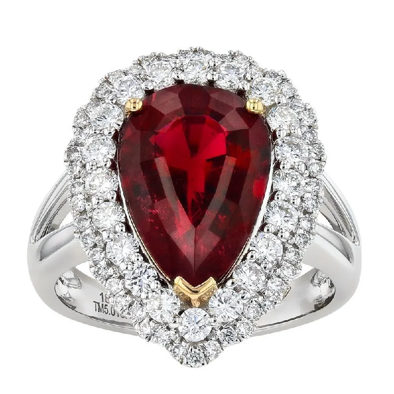 Ladies rings scratch free -JULEVE 18KT 5.01 CT RUBELLITE & .91 CTW DIAMOND HALO RING