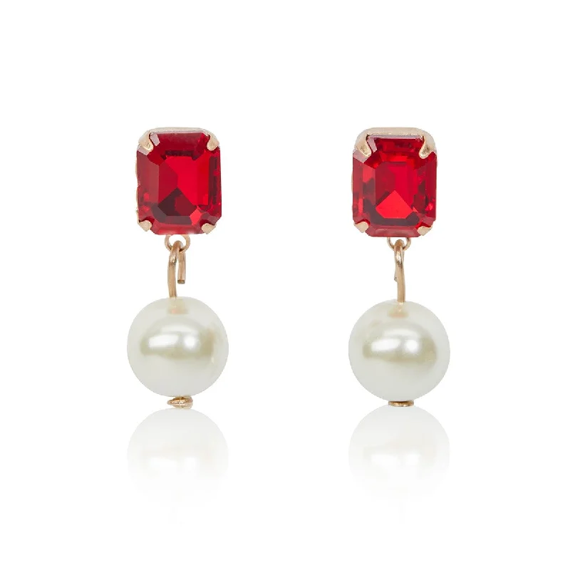 ladies earrings gift box-Regal Pearl Stone earrings