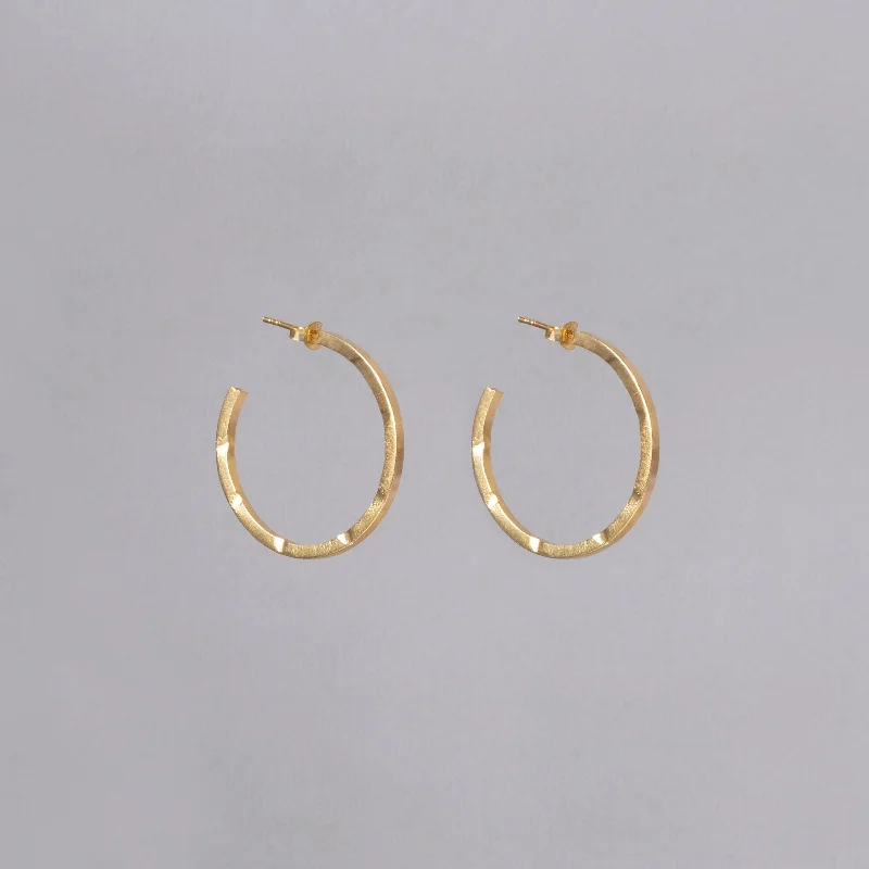 ladies earrings ratings-Textured Gold Hoop Earrings