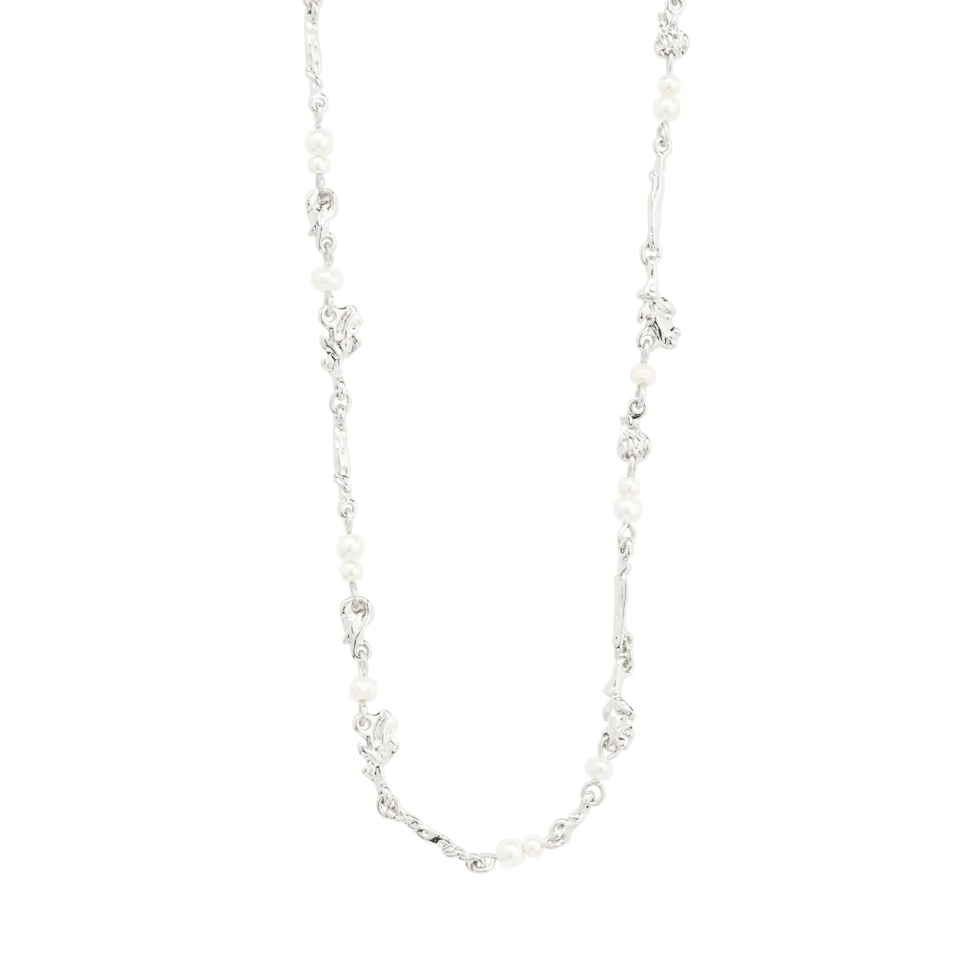 ladies necklaces white-Focus Silver Plated Pearl Necklace