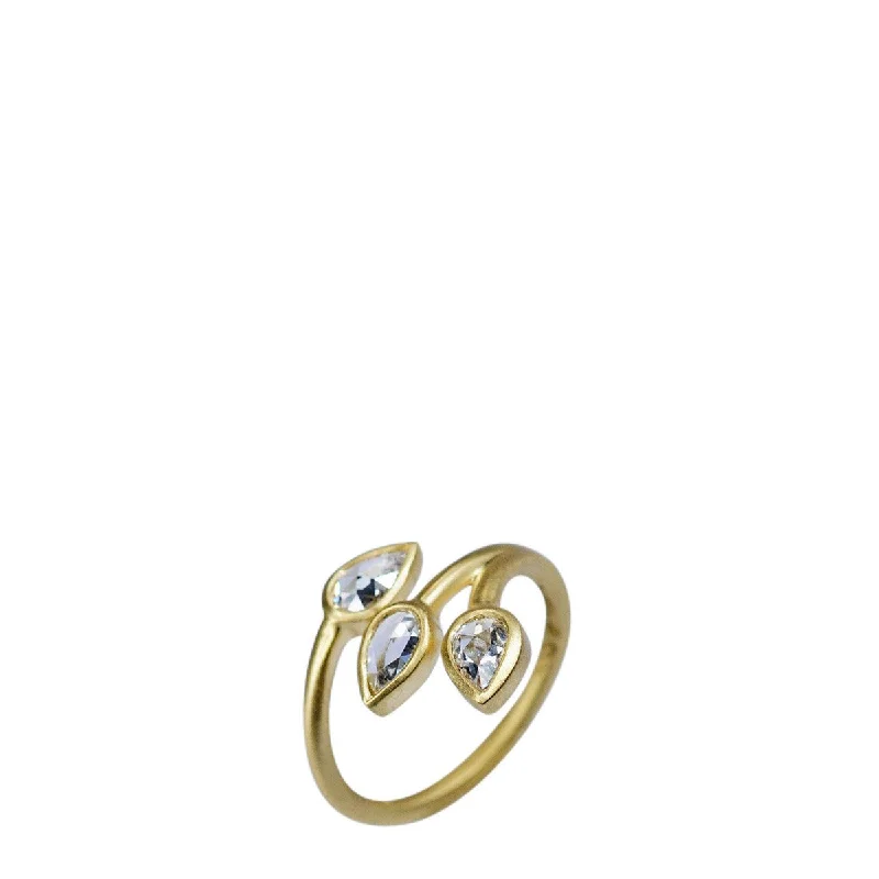 Ladies rings handmade sparkle -18K Gold Rose Cut Diamond Vine Ring