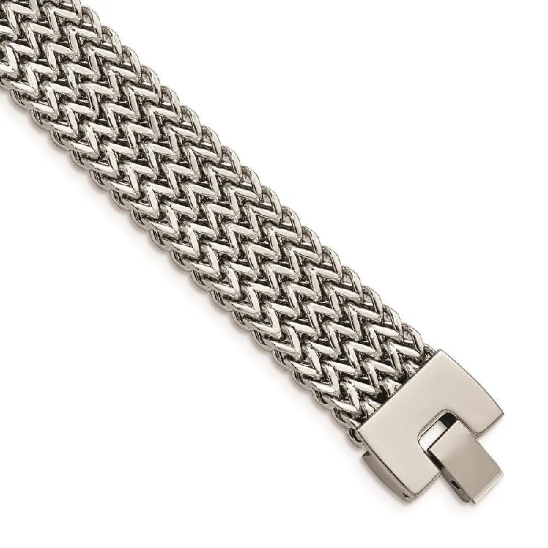 Ladies bracelets halo glow -Stainless Steel Polished Woven Bracelet