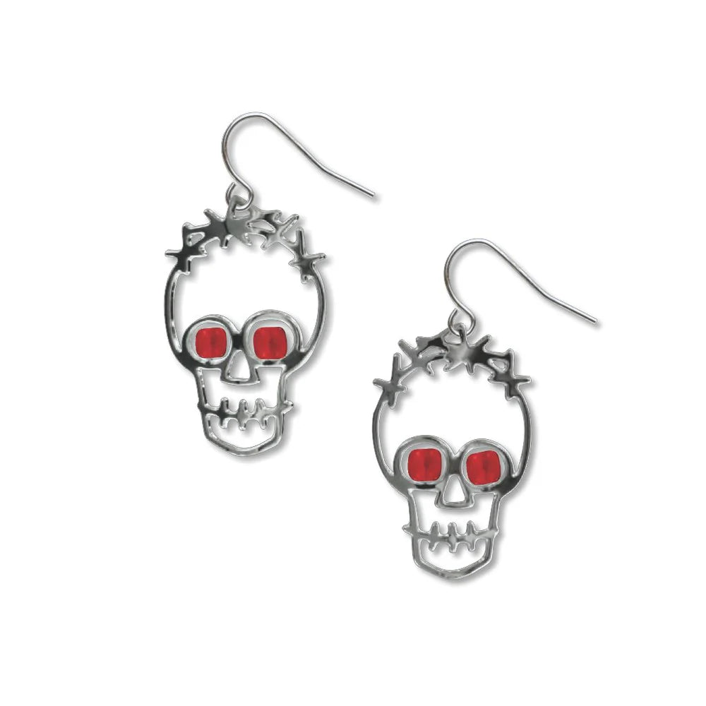 ladies earrings work-Graffiti Skull Earrings