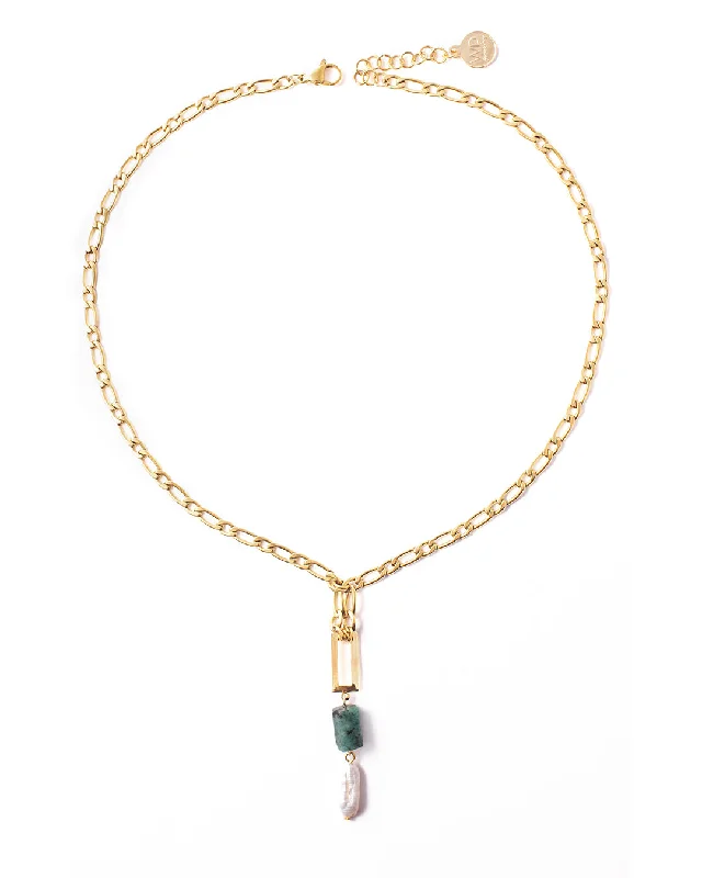 ladies necklaces special occasion-Emiral Gold Necklace