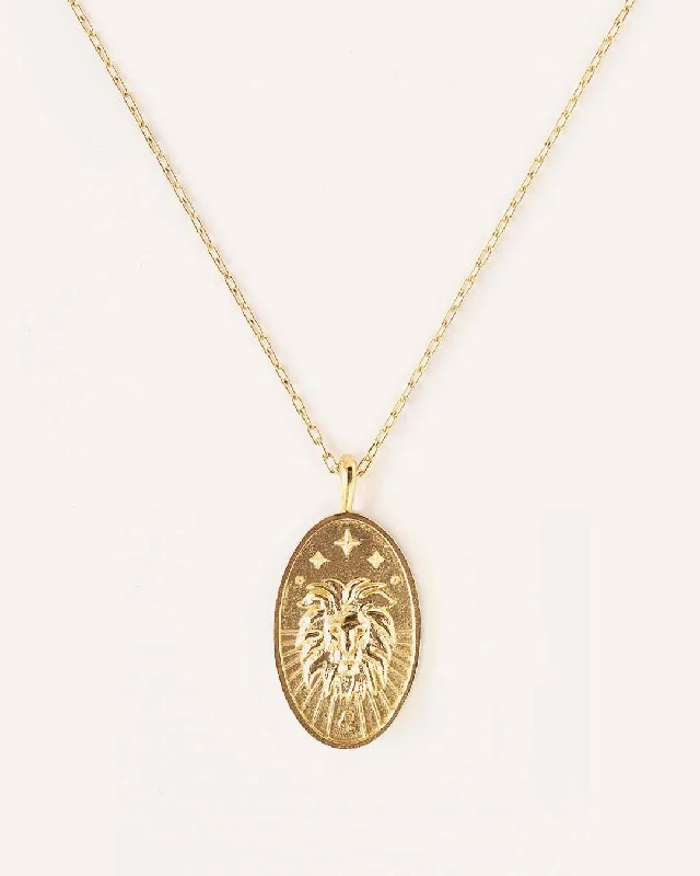 ladies necklaces black-Leo | 10K Solid Gold Zodiac Necklace