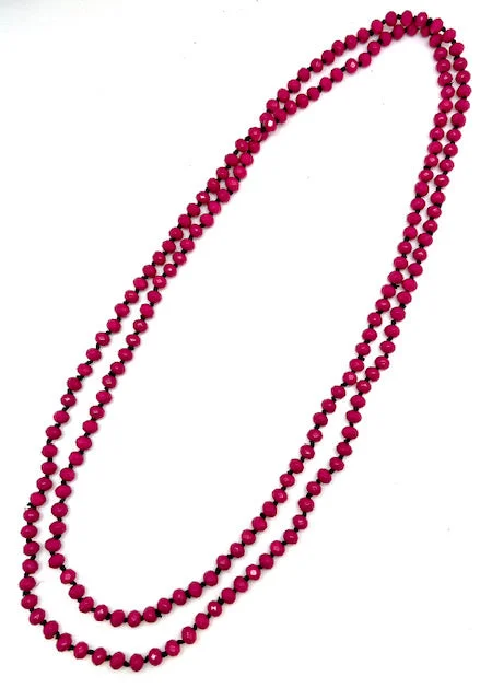 ladies necklaces pendant-Genuine Stone 60" Necklace Hot Pink