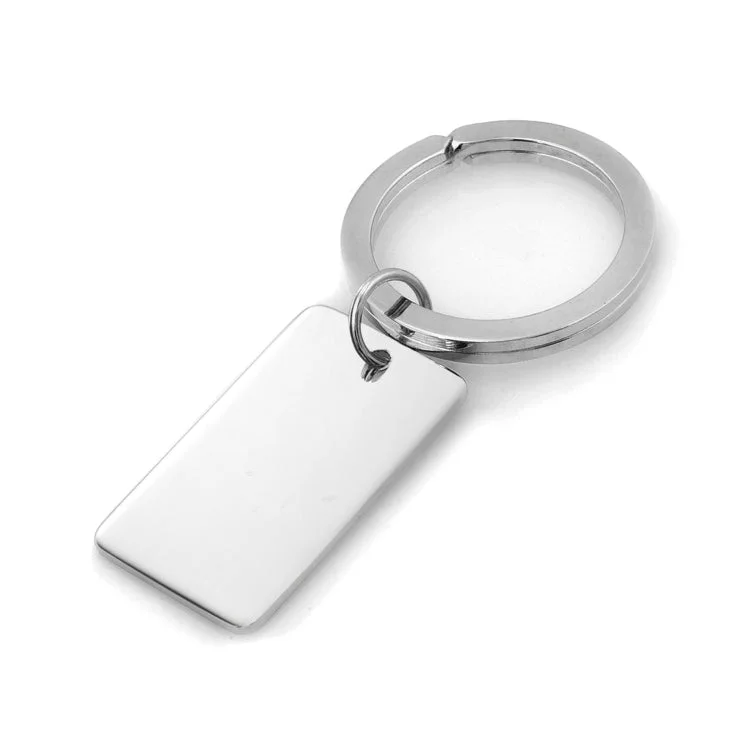 Ladies rings mermaid charm -Rhodium Finish Plain Polished Rectangle Key Ring