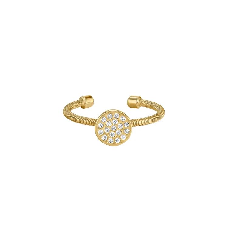 Ladies rings mixed shine -Gold Finish Sterling Silver Cable Cuf One Circle Ring with Simulated Diamonds