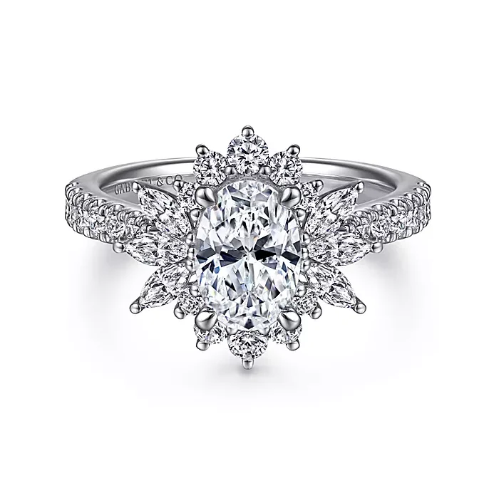 ladies engagement rings nature-Bailee - 14K White Gold Bursting Halo Oval Diamond Engagement Ring