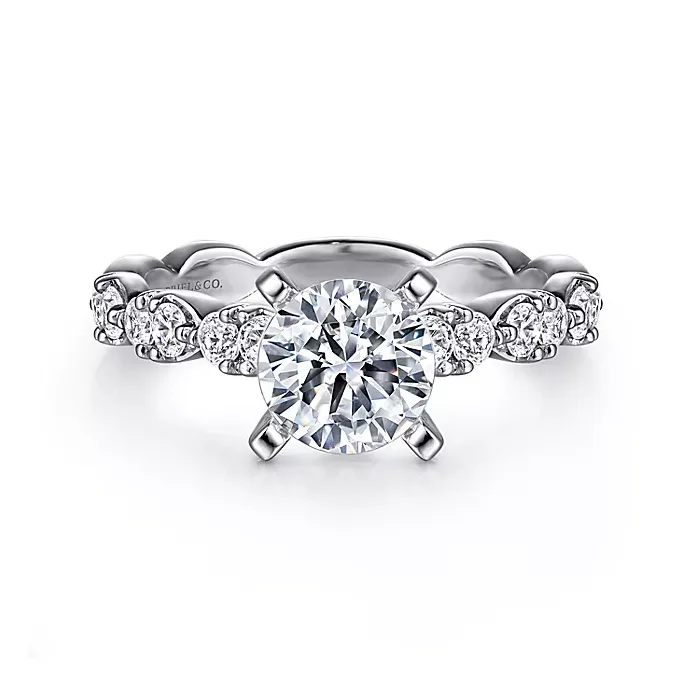 ladies engagement rings work-Rowan - 14K White Gold Round Diamond Engagement Ring