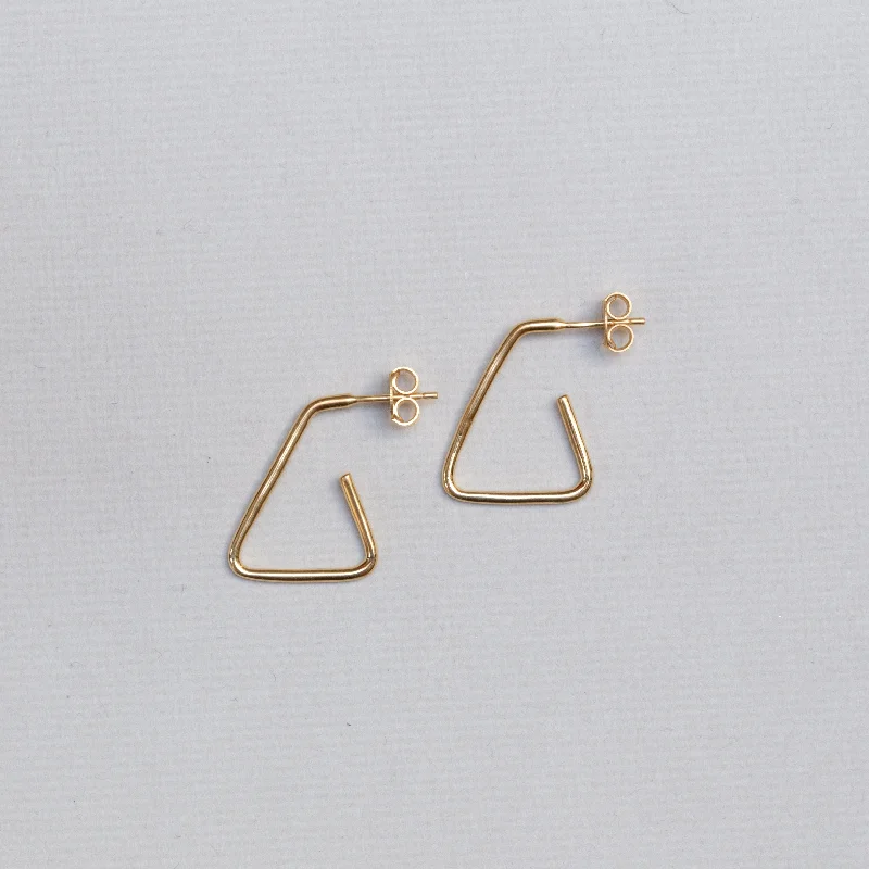 ladies earrings sparkling-Gold-plated Open Triangle Stud Earrings