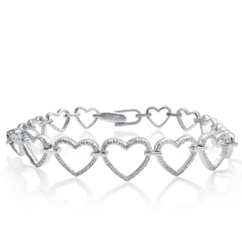 Ladies bracelets express shipping -10k White Gold .75ct Diamond Heart Bracelet