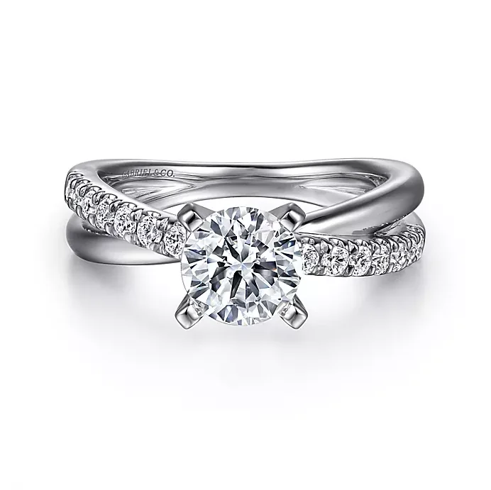 ladies engagement rings bespoke-Morgan - 14K White Gold Round Twisted Diamond Engagement Ring