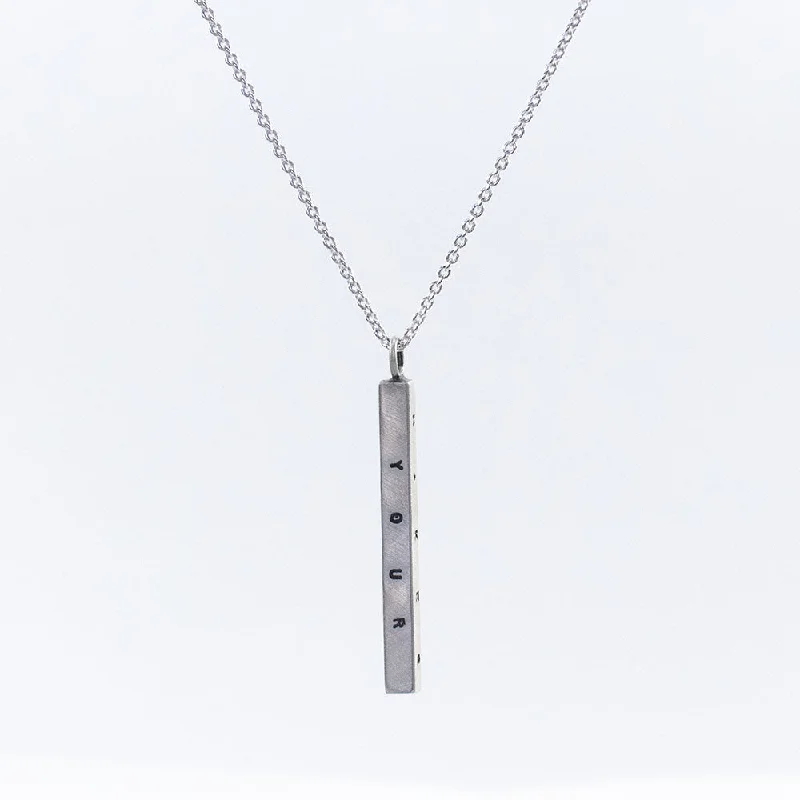 ladies necklaces custom-Medium Letter Pressed Bar Necklace