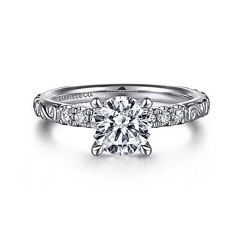 ladies engagement rings budget-Jackie - 14K White Gold Round Diamond Engagement Ring