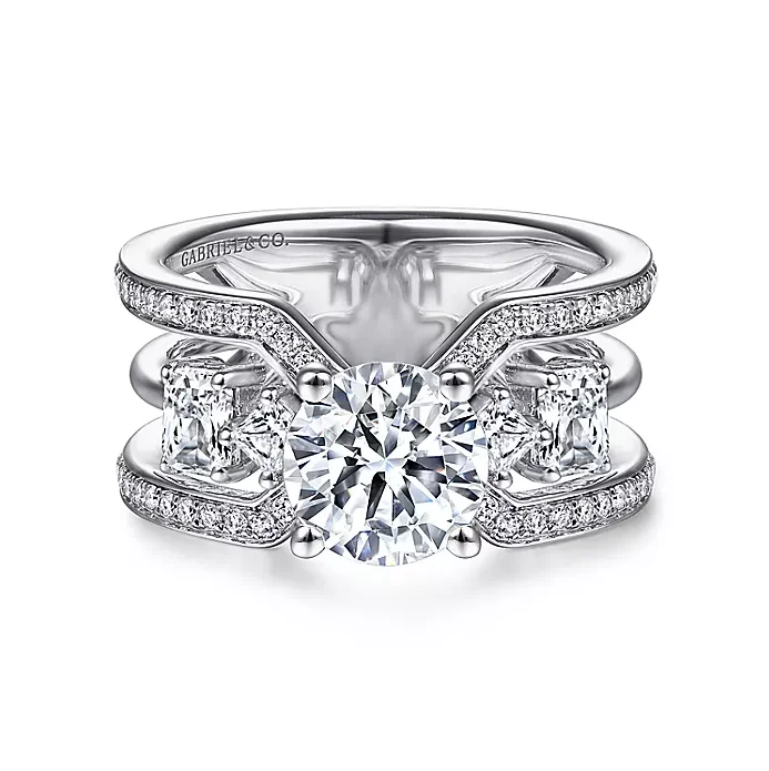 ladies engagement rings thin-Kova - 14K White Gold Round Diamond Engagement Ring