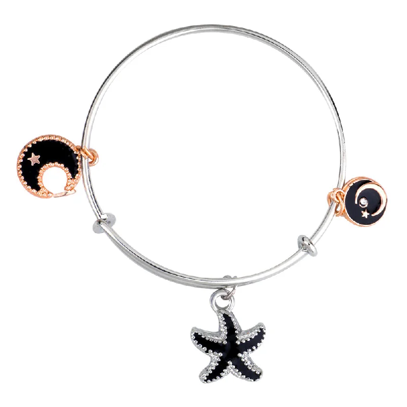 Ladies bracelets contemporary flair -Mahi Moon & Starfish Shaped Enamel Work Charms Kids Bracelets for Girls (BRK1100940M)