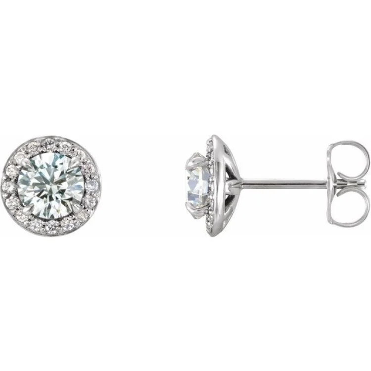 ladies earrings estate-14K White 4 mm Natural White Sapphire & 1/10 CTW Natural Diamond Earrings