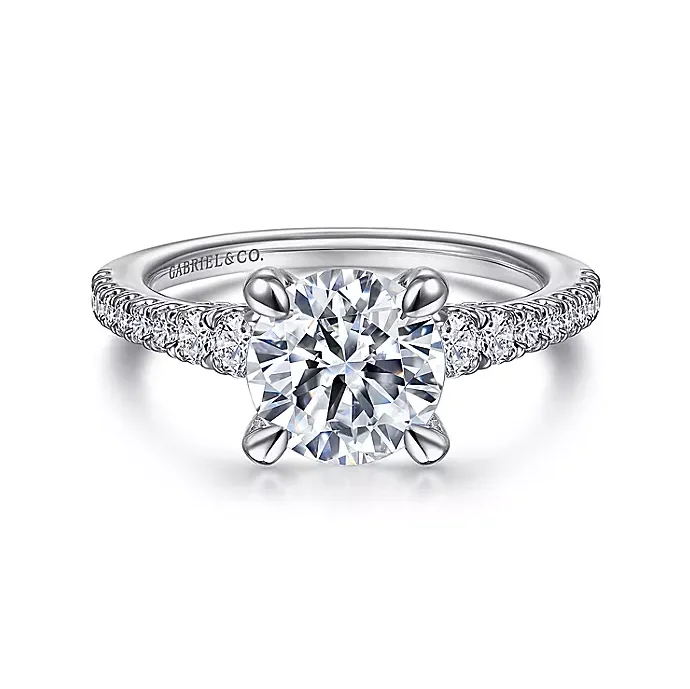 ladies engagement rings extravagant-Rialta - 14K White Gold Round Diamond Engagement Ring