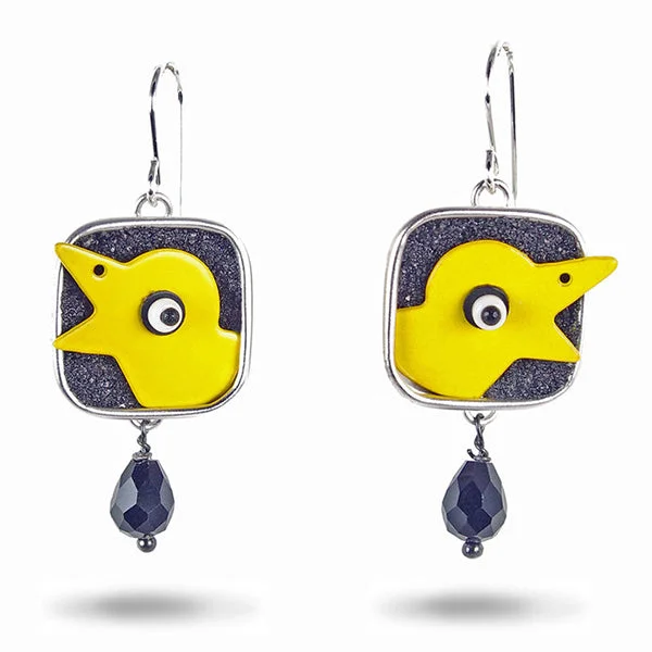 ladies earrings blue-Canary Earrings