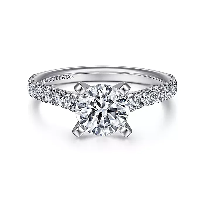 ladies engagement rings pave-Erica - 14K White Gold Round Diamond Engagement Ring