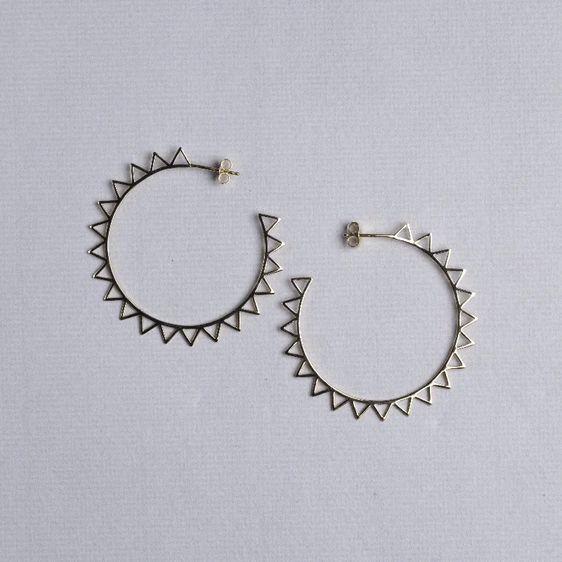 ladies earrings victorian-Geometric Cutout Sun Hoop Earrings