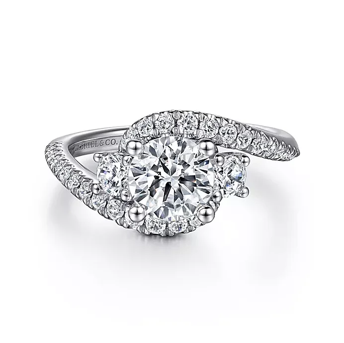 ladies engagement rings star-Frannie - 14K White Gold Round Diamond Engagement Ring