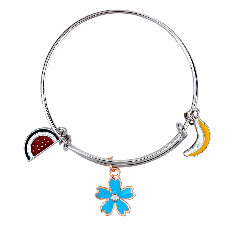 Ladies bracelets circular stone -Mahi Floral Banana & Watermalen Shaped Enamel Work Charms Kids Bracelets for Girls (BRK1100938M)