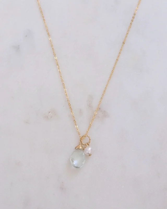 ladies necklaces natural-Aquamarine pearl Necklace