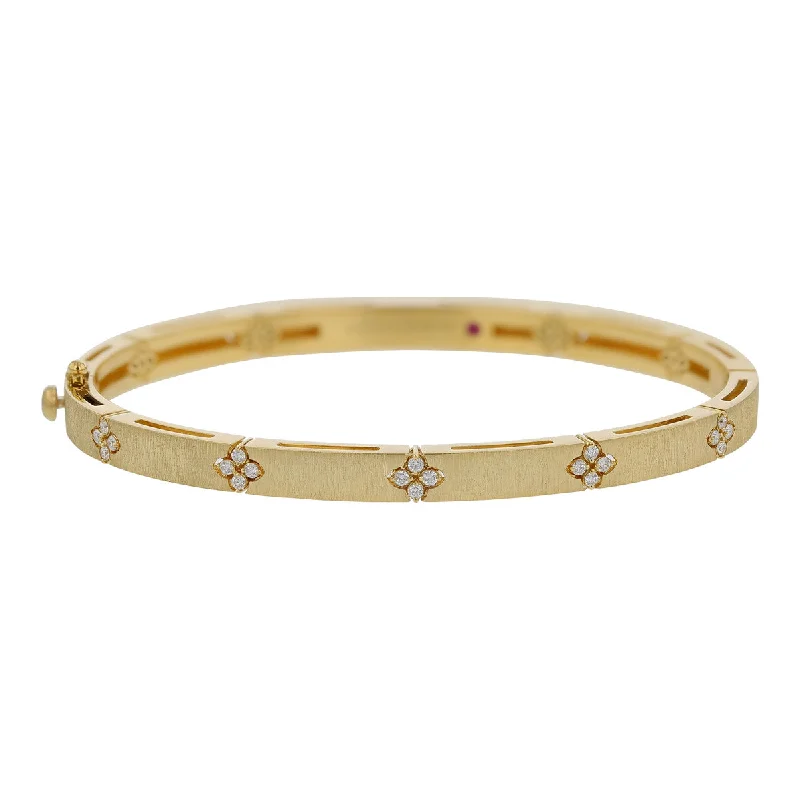 Ladies bracelets sleek shine -Love in Verona Diamond Satin Bangle Bracelet in 18K Yellow Gold