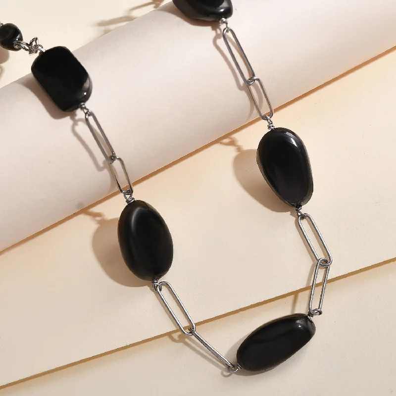 ladies necklaces premium quality-Paper Clip Chain Necklace with Elite Shungite Stones