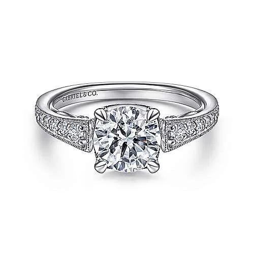 ladies engagement rings popular-Talia - 14K White Gold Round Diamond Engagement Ring