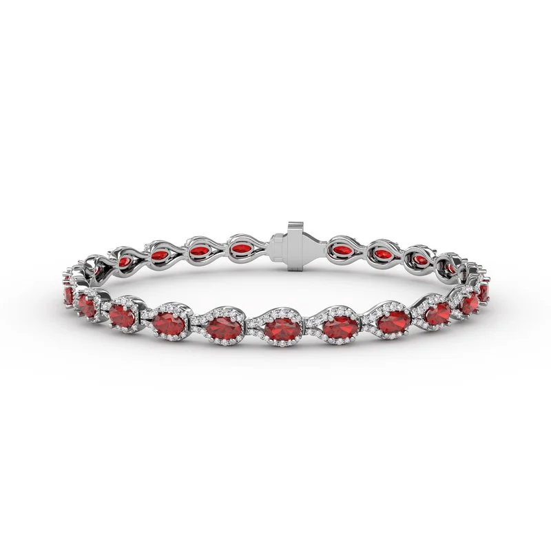 Ladies bracelets guide radiance -Pear-Shaped Diamond & Ruby Bracelet B1602R