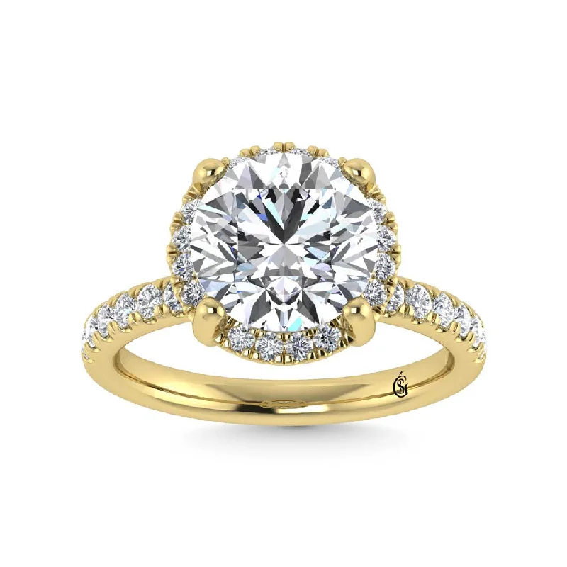 ladies engagement rings embossed-14K Yellow Gold Lab Grown Diamond 4 5/8 Ct.Tw. Round Shape Engagement Ring