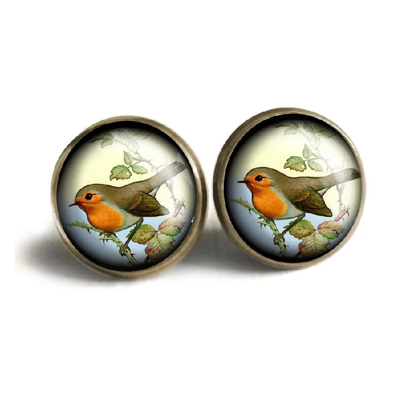 ladies earrings rainbow-Spring Robin Stud Earrings